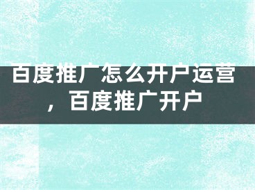 百度推廣怎么開戶運營，百度推廣開戶