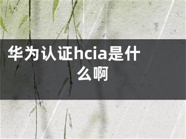 華為認(rèn)證hcia是什么啊