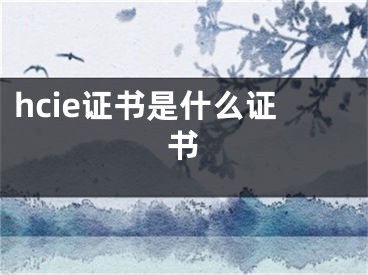 hcie證書是什么證書