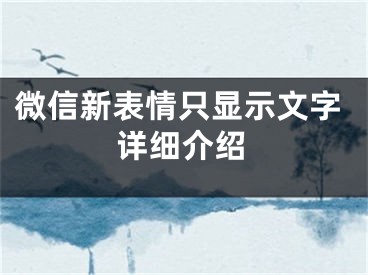 微信新表情只顯示文字詳細介紹