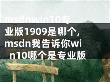 msdnwin10專業(yè)版1909是哪個,msdn我告訴你win10哪個是專業(yè)版