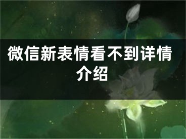 微信新表情看不到詳情介紹