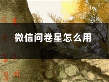 微信問卷星怎么用