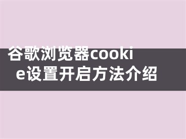 谷歌瀏覽器cookie設置開啟方法介紹