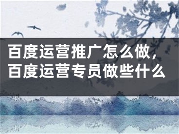 百度運營推廣怎么做，百度運營專員做些什么