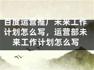 百度運(yùn)營推廣未來工作計(jì)劃怎么寫，運(yùn)營部未來工作計(jì)劃怎么寫