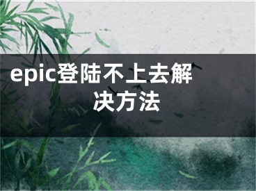 epic登陸不上去解決方法