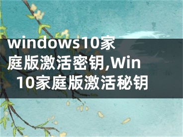 windows10家庭版激活密鑰,Win10家庭版激活秘鑰