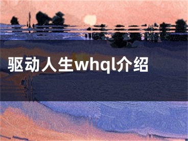 驅(qū)動(dòng)人生whql介紹