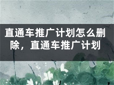 直通車推廣計劃怎么刪除，直通車推廣計劃