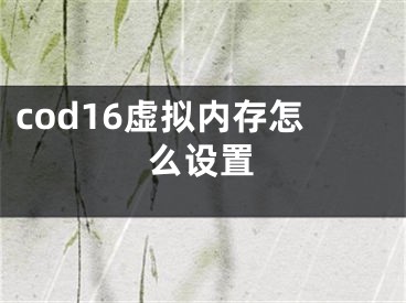 cod16虛擬內(nèi)存怎么設(shè)置