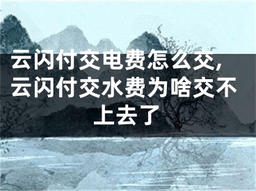 云閃付交電費(fèi)怎么交,云閃付交水費(fèi)為啥交不上去了