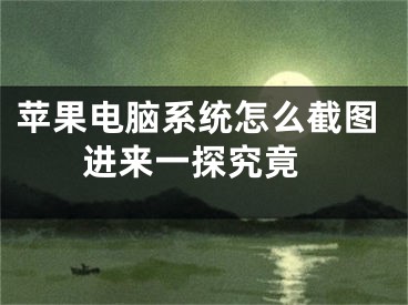 蘋果電腦系統(tǒng)怎么截圖 進(jìn)來一探究竟