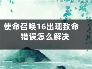 使命召喚16出現(xiàn)致命錯(cuò)誤怎么解決