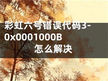 彩虹六號(hào)錯(cuò)誤代碼3-0x0001000B怎么解決