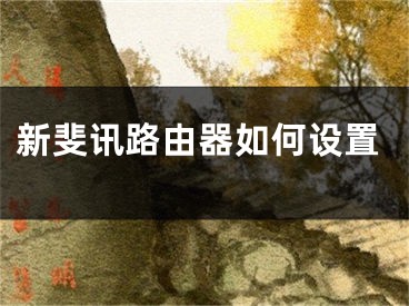 新斐訊路由器如何設置