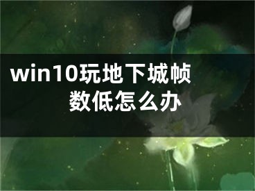 win10玩地下城幀數(shù)低怎么辦