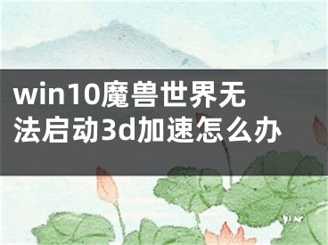 win10魔獸世界無法啟動(dòng)3d加速怎么辦