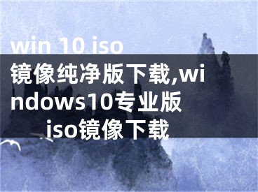 win 10 iso鏡像純凈版下載,windows10專業(yè)版iso鏡像下載