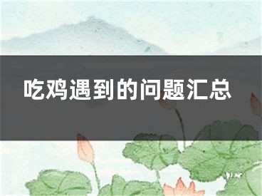 吃雞遇到的問(wèn)題匯總