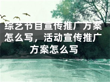 綜藝節(jié)目宣傳推廣方案怎么寫，活動(dòng)宣傳推廣方案怎么寫