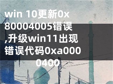 win 10更新0x80004005錯誤,升級win11出現(xiàn)錯誤代碼0xa0000400