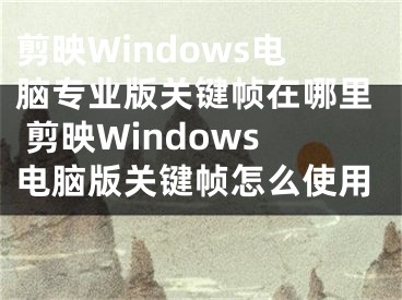 剪映Windows電腦專業(yè)版關鍵幀在哪里 剪映Windows電腦版關鍵幀怎么使用 