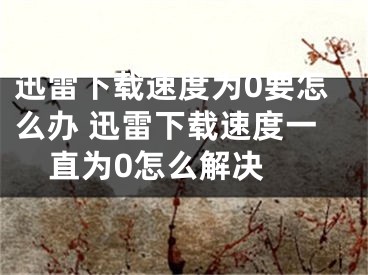 迅雷下載速度為0要怎么辦 迅雷下載速度一直為0怎么解決 