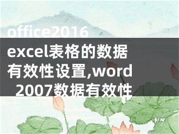 office2016excel表格的數(shù)據(jù)有效性設(shè)置,word2007數(shù)據(jù)有效性