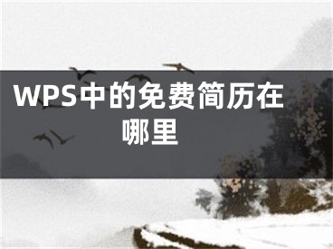 WPS中的免費簡歷在哪里 