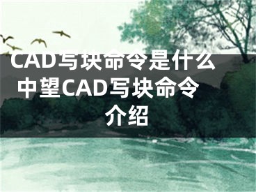 CAD寫塊命令是什么 中望CAD寫塊命令介紹