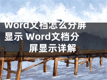 Word文檔怎么分屏顯示 Word文檔分屏顯示詳解