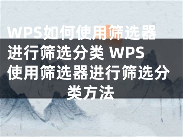 WPS如何使用篩選器進(jìn)行篩選分類 WPS使用篩選器進(jìn)行篩選分類方法