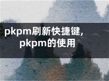 pkpm刷新快捷鍵,pkpm的使用