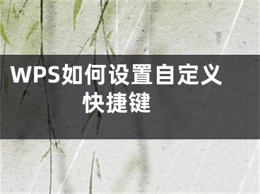 WPS如何設(shè)置自定義快捷鍵 