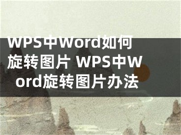 WPS中Word如何旋轉(zhuǎn)圖片 WPS中Word旋轉(zhuǎn)圖片辦法