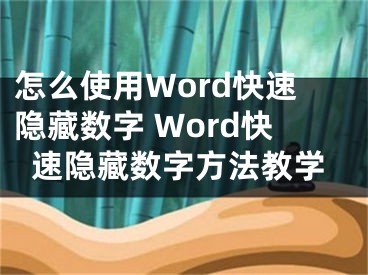 怎么使用Word快速隱藏?cái)?shù)字 Word快速隱藏?cái)?shù)字方法教學(xué)