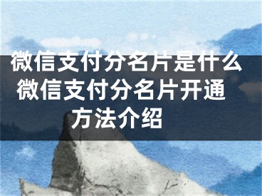 微信支付分名片是什么 微信支付分名片開通方法介紹 