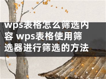 wps表格怎么篩選內容 wps表格使用篩選器進行篩選的方法 