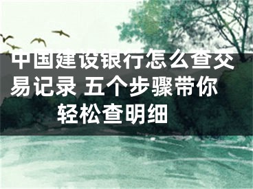 中國建設銀行怎么查交易記錄 五個步驟帶你輕松查明細 