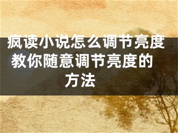 瘋讀小說(shuō)怎么調(diào)節(jié)亮度 教你隨意調(diào)節(jié)亮度的方法 