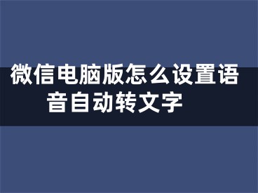 微信電腦版怎么設(shè)置語音自動(dòng)轉(zhuǎn)文字 