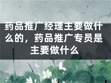 藥品推廣經(jīng)理主要做什么的，藥品推廣專員是主要做什么