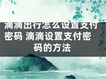 滴滴出行怎么設(shè)置支付密碼 滴滴設(shè)置支付密碼的方法