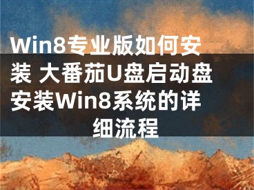 Win8專業(yè)版如何安裝 大番茄U盤啟動(dòng)盤安裝Win8系統(tǒng)的詳細(xì)流程