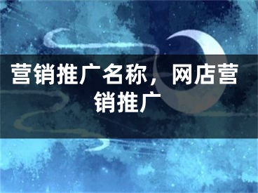 營銷推廣名稱，網(wǎng)店營銷推廣