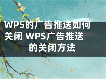 WPS的廣告推送如何關(guān)閉 WPS廣告推送的關(guān)閉方法