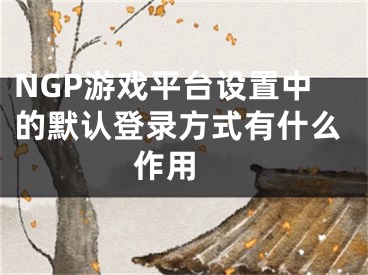 NGP游戲平臺(tái)設(shè)置中的默認(rèn)登錄方式有什么作用 