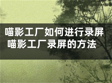 喵影工廠如何進行錄屏 喵影工廠錄屏的方法