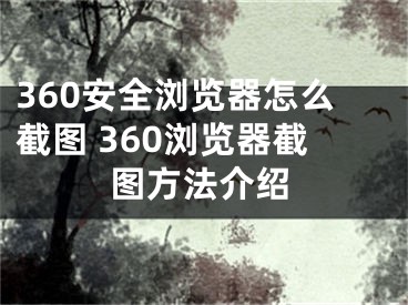 360安全瀏覽器怎么截圖 360瀏覽器截圖方法介紹